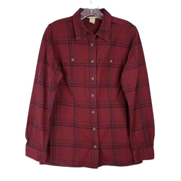 Duluth Trading Co. Womens Small Red Plaid Long Sleeve Button Up Shirt - Picture 2 of 8